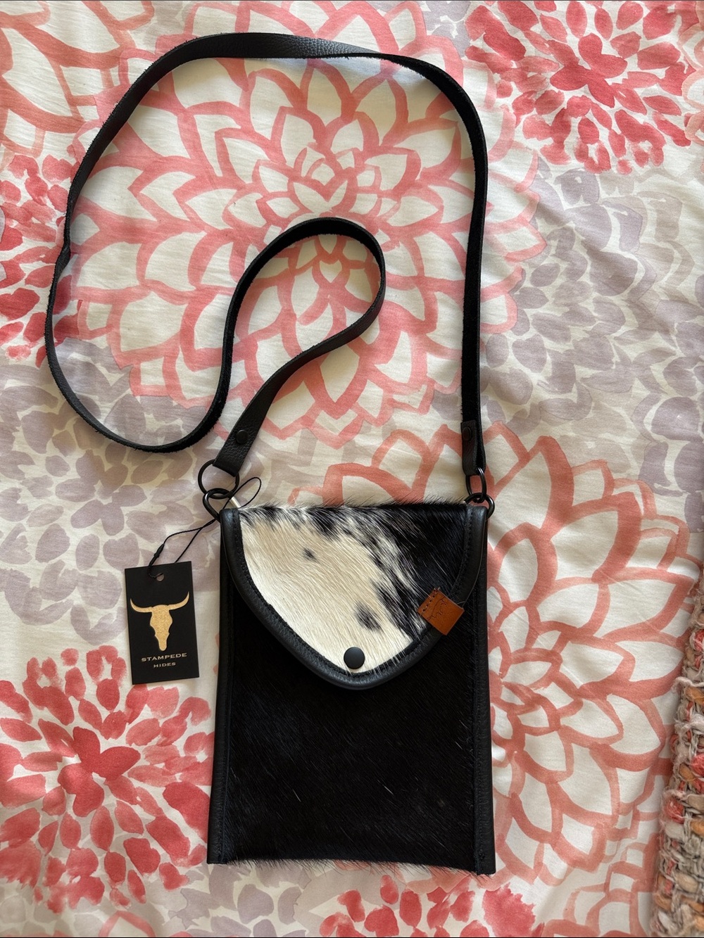 Stampede Black & White Cowhide Crossbody Bag